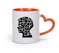 DEBINGY cerámica Café y Bebidas Calientes Rompecabezas para niños Educación Química Física Escuela （11oz/320ml） Oficina, hogar, cafetería, apto para lavavajillas y microondas Naranja