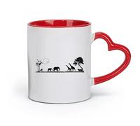 DEBINGY Cerámica Café y bebidas calientes Safari Jirafa Elefante Árbol Paisaje Cabecera Cama África Zoológico Animal Bosque Vida silvestre （11oz/320ml） Restaurante, Oficina Rojo