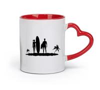 DEBINGY Cerámica Café y bebidas calientes Surf atractivo sexual Chica Playa Deportes Pareja Isla Vacaciones Relajación （11oz/320ml） para hogar y oficina Rojo