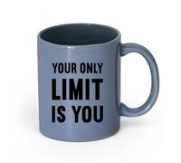 DEBINGY cerámica Café y Bebidas Calientes Tu única limitación es tu motivación para hacer ejercicio （11oz/320ml） Apto para lavavajillas y microondas Gris azulado