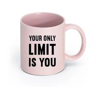 DEBINGY cerámica Café y Bebidas Calientes Tu única limitación es tu motivación para hacer ejercicio （11oz/320ml） Apto para lavavajillas y microondas Rosa