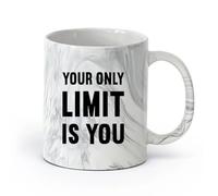 DEBINGY cerámica Café y Bebidas Calientes Tu única limitación es tu motivación para hacer ejercicio （11oz/320ml） Apto para lavavajillas y microondas Negro mármol