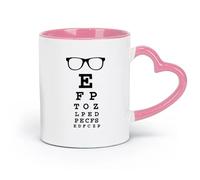 DEBINGY Cerámica Novedad Taza de cerámica Anteojos Tabla de optometría Óptica Oftalmólogo Optometría Anteojos de moda Especificaciones Marco (11 oz/320 ml) Restaurante, Oficina Rosa