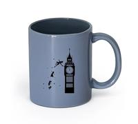 DEBINGY cerámica Taza Cerámica para Hogar y Oficina Dibujo animado del Big Ben Londres （11oz/320ml） Para café, sopa, té, leche, latte, chocolate caliente, para mujeres y hombres Gris azulado