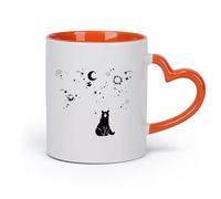 DEBINGY cerámica Taza de Café Big Bear Lake Universo Espacial Bosque Vida Silvestre Estrellas Planeta Espacio Cielo Sala de juegos （11oz/320ml） Restaurante, oficina Naranja