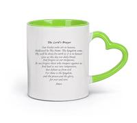 DEBINGY cerámica Taza de Café Cita del Padre Nuestro con patrón de fe, Amén, versículo bíblico, caligrafía （11oz/320ml） Para leche, té, cola y agua Verde