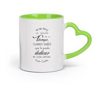 DEBINGY cerámica Taza de Café Citas inspiradoras españolas Citas de Paulo Coelho Escritor escolar （11oz/320ml） Ideal para el hogar, la oficina, cafeterías, ideas de regalo Verde