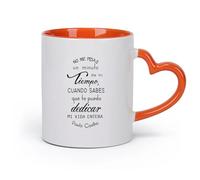 DEBINGY cerámica Taza de Café Citas inspiradoras españolas Citas de Paulo Coelho Escritor escolar （11oz/320ml） Ideal para el hogar, la oficina, cafeterías, ideas de regalo Naranja