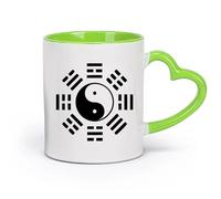 DEBINGY cerámica Taza de Café con Asa - Cerámica Clásica Filosofía oriental china del Taiji Yin Yang （11oz/320ml） Para té, café y bebidas calientes Verde