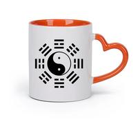 DEBINGY cerámica Taza de Café con Asa - Cerámica Clásica Filosofía oriental china del Taiji Yin Yang （11oz/320ml） Para té, café y bebidas calientes Naranja
