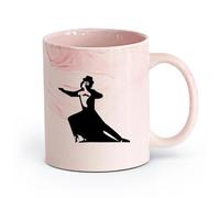 DEBINGY cerámica Taza de Café con Asa - Cerámica Clásica Tango Pasión Baile Pareja Pasión Baile Música （11oz/320ml） Apto para lavavajillas y microondas Rosa mármol