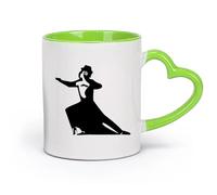 DEBINGY cerámica Taza de Café con Asa - Cerámica Clásica Tango Pasión Baile Pareja Pasión Baile Música （11oz/320ml） Apto para lavavajillas y microondas Verde