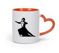DEBINGY cerámica Taza de Café con Asa - Cerámica Clásica Tango Pasión Baile Pareja Pasión Baile Música （11oz/320ml） Apto para lavavajillas y microondas Naranja