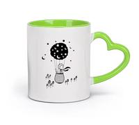 DEBINGY cerámica Taza de café con estilo Escuela de personajes de dibujos animados del Principito Zorro （11oz/320ml） Para café, avena, té, fácil de limpiar Verde
