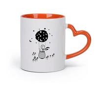 DEBINGY cerámica Taza de café con estilo Escuela de personajes de dibujos animados del Principito Zorro （11oz/320ml） Para café, avena, té, fácil de limpiar Naranja