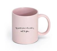 DEBINGY cerámica Taza de café con estilo Mi lugar favorito en el mundo es a tu lado Gif de boda de Hower （11oz/320ml） Para té, chocolate caliente Rosa