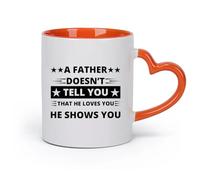 DEBINGY cerámica Taza de café con estilo Un padre no te dice que te ama, te lo demuestra. （11oz/320ml） Apto para lavavajillas y microondas, para la oficina y el hogar Naranja