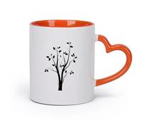 DEBINGY cerámica Taza de Café de Cerámica Árbol abstracto Árbol desierto Pradera Gótico Único （11oz/320ml） Café, té, latte, leche, cacao, zumo y otras bebidas calientes Naranja