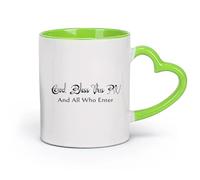 DEBINGY cerámica Taza de Café Dios bendiga esta autocaravana y a todos los que les gustan las autocaravanas, SUV y RV. Bienvenidos. （11oz/320ml） Para hombres y mujeres Verde