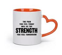 DEBINGY cerámica Taza de Café El dolor que sientes hoy se convertirá en la frase motivacional de la sala de pesas （11oz/320ml） Para espresso, juego de té Naranja