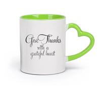 DEBINGY cerámica Taza de Café Expresa tu gratitud con un texto de corazón agradecido en un restaurante （11oz/320ml） Para café, avena, té, fácil de limpiar Verde