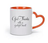 DEBINGY cerámica Taza de Café Expresa tu gratitud con un texto de corazón agradecido en un restaurante （11oz/320ml） Para café, avena, té, fácil de limpiar Naranja
