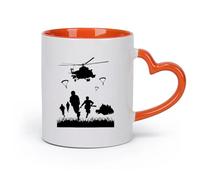 DEBINGY cerámica Taza de Café Guerra Fuerza Aérea Marines Soldado Avión Jardín de infancia Niño Habitación infantil （11oz/320ml） Apto para lavavajillas Naranja