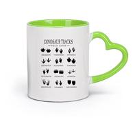DEBINGY cerámica Taza de Café Guía de campo de huellas de dinosaurios de dibujos animados Playhouse Park Dinosaur Tracks （11oz/320ml） Para el hogar o el trabajo Verde