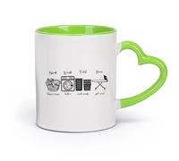 DEBINGY cerámica Taza de Café Iconos de lavandería Clasificación de lavandería Lavado Plancha plegable Letrero de lavandería （11oz/320ml） Para el hogar o el trabajo Verde