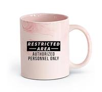 DEBINGY cerámica Taza de Café Letrero para restaurante, tienda, negocio, área restringida, solo para personal autorizado （11oz/320ml） Porcelana fina (cerámica) Rosa mármol
