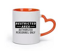 DEBINGY cerámica Taza de Café Letrero para restaurante, tienda, negocio, área restringida, solo para personal autorizado （11oz/320ml） Porcelana fina (cerámica) Naranja