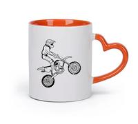 DEBINGY cerámica Taza de Café Motocicletas, motos de cross, motocicletas, motocicletas para niños （11oz/320ml） Para bebidas calientes, latte, capuchino Naranja