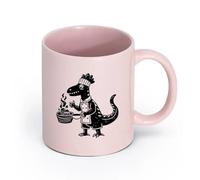 DEBINGY cerámica Taza de Café Un dragón que lleva un gorro de cocinero lleva un gorro de cocinero （11oz/320ml） Ideal para el hogar, la oficina, cafeterías, ideas de regalo Rosa