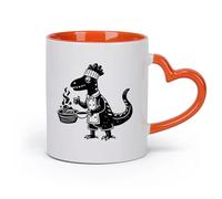 DEBINGY cerámica Taza de Café Un dragón que lleva un gorro de cocinero lleva un gorro de cocinero （11oz/320ml） Ideal para el hogar, la oficina, cafeterías, ideas de regalo Naranja
