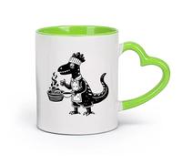DEBINGY cerámica Taza de Café Un dragón que lleva un gorro de cocinero lleva un gorro de cocinero （11oz/320ml） Ideal para el hogar, la oficina, cafeterías, ideas de regalo Verde