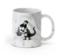 DEBINGY cerámica Taza de Café Un dragón que lleva un gorro de cocinero lleva un gorro de cocinero （11oz/320ml） Ideal para el hogar, la oficina, cafeterías, ideas de regalo Negro mármol