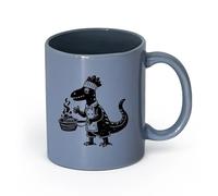 DEBINGY cerámica Taza de Café Un dragón que lleva un gorro de cocinero lleva un gorro de cocinero （11oz/320ml） Ideal para el hogar, la oficina, cafeterías, ideas de regalo Gris azulado