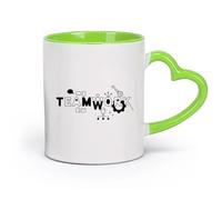 DEBINGY cerámica Taza de Cerámica Carta de motivación para el trabajo en equipo: ¡Trabaja en grande! （11oz/320ml） Para café, avena, té, fácil de limpiar Verde