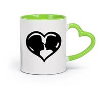 DEBINGY cerámica Taza de Cerámica Dormitorio con corazón de amor, signo de amor, silueta de pareja para San Valentín （11oz/320ml） Para espresso, juego de té Verde
