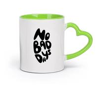 DEBINGY cerámica Taza de Cerámica Letras a mano retro de los años 70, tipografía de garabatos con estilo, No Bad Days （11oz/320ml） Apto para microondas Verde