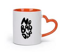 DEBINGY cerámica Taza de Cerámica Letras a mano retro de los años 70, tipografía de garabatos con estilo, No Bad Days （11oz/320ml） Apto para microondas Naranja