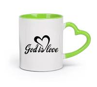 DEBINGY cerámica Taza de Cerámica para Café, Té y Cacao Dios es amor citas religión iglesia amor dios （11oz/320ml） Para leche, té, cola y agua Verde