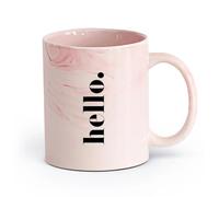 DEBINGY cerámica Taza de Cerámica para Café, Té y Cacao Hola Familia Frases Frases Colores Saludos （11oz/320ml） Tazas de cerámica para el hogar o el trabajo Rosa mármol