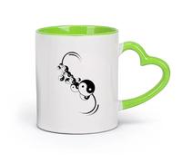 DEBINGY cerámica Taza de Cerámica para Hogar y Oficina Amuleto Yin Yang Filosofía China Asiática （11oz/320ml） Regalo único de oficina para mujeres y hombres Verde