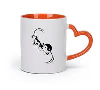 DEBINGY cerámica Taza de Cerámica para Hogar y Oficina Amuleto Yin Yang Filosofía China Asiática （11oz/320ml） Regalo único de oficina para mujeres y hombres Naranja