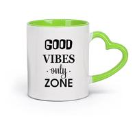 DEBINGY cerámica Taza de Cerámica para Hogar y Oficina Cita Solo buenas vibras de Positive Houses （11oz/320ml） Café, té, latte, leche, cacao, zumo y otras bebidas calientes Verde