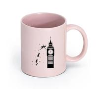 DEBINGY cerámica Taza de Cerámica para Hogar y Oficina Dibujo animado del Big Ben de Londres （11oz/320ml） Para café, sopa, té, leche, latte, chocolate caliente, para mujeres y hombres Rosa