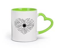 DEBINGY cerámica Taza de Cerámica para Hogar y Oficina Escuela de Ingenieros G e Chip Heart （11oz/320ml） Cappuccino, Latte Macchiato, té, espresso Verde