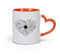 DEBINGY cerámica Taza de Cerámica para Hogar y Oficina Escuela de Ingenieros G e Chip Heart （11oz/320ml） Cappuccino, Latte Macchiato, té, espresso Naranja