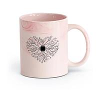 DEBINGY cerámica Taza de Cerámica para Hogar y Oficina Escuela de Ingenieros G e Chip Heart （11oz/320ml） Cappuccino, Latte Macchiato, té, espresso Rosa mármol